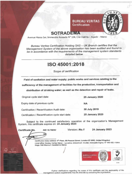 Factureerbaar Mathis doorgaan met Triple certification & qualifications - SOTRADEMA MAROC: 30 Ans au service  du BTP